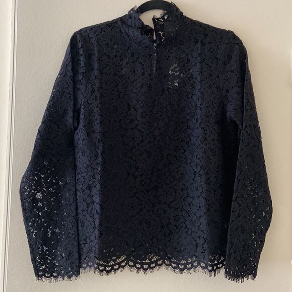 J. Crew Scalloped lace mockneck top* - Picture 2 of 4